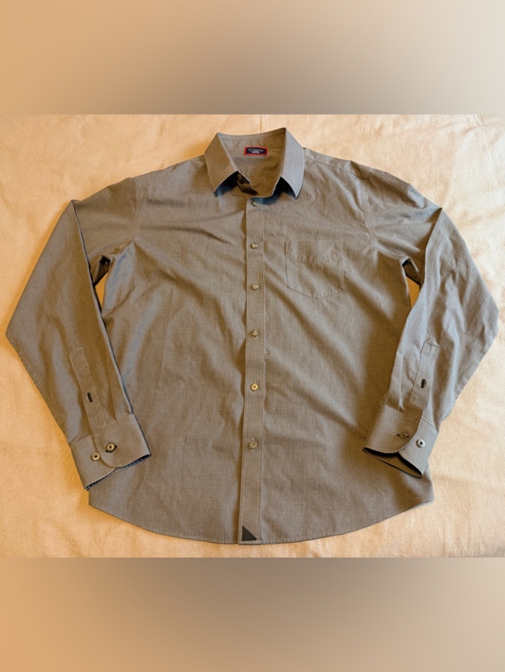 UNTUCKit Marcasin Button Up Shirt Mens Large Gray Microgingham Check Long Sleeve